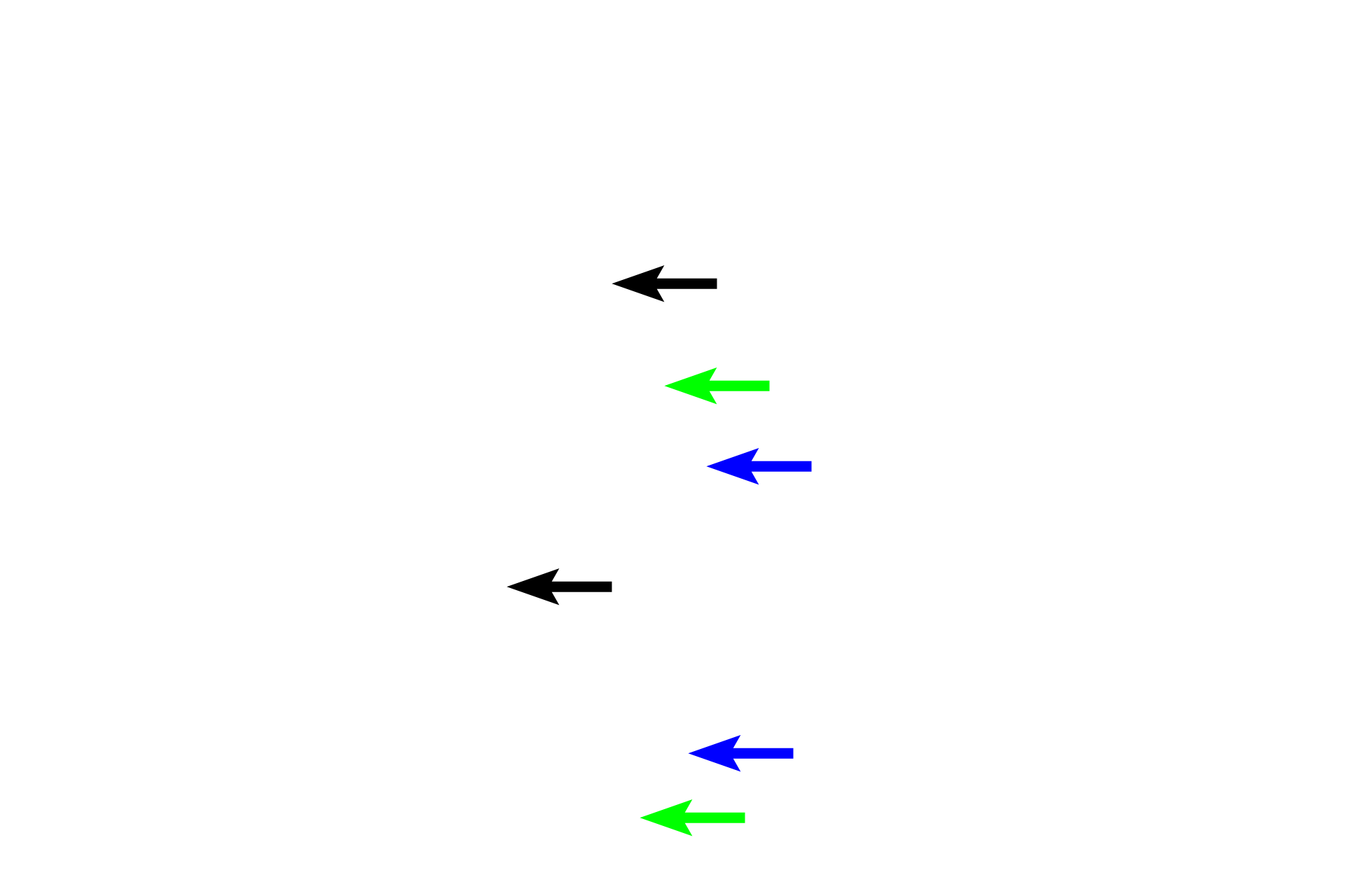 Dense connective tissue > <p>Dense connective tissue is characterized by its large collagen fiber bundles (blue arrows), relatively few cells (mostly fibroblasts) (black arrows) and minimal, gelatinous ground substance (green arrows). Because of the high tensile strength of collagen fibers and limited ground substance, dense connective tissues provides great multidirectional strength and resistance.</p>
