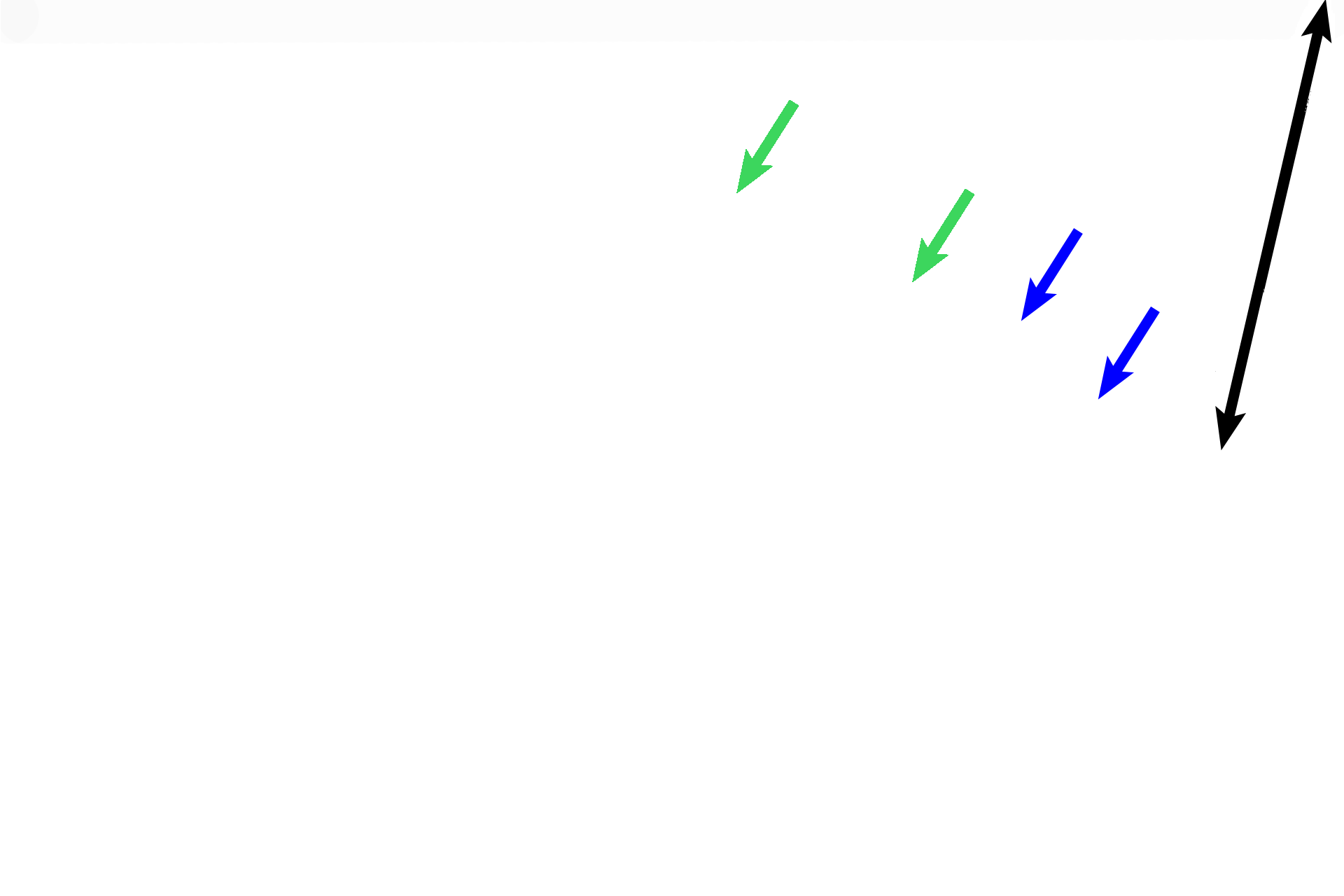 Osteogenic layer of periosteum > <p>The osteogenic layer of the periosteum (black arrow) is interposed between the fibrous layer and bone tissue proper. Its cells lying immediately adjacent to the bone are either osteoblasts (blue arrows) capable of laying down bone, osteoclasts (green arrows) capable of resorbing bone, or both cell types, as seen here.</p>
